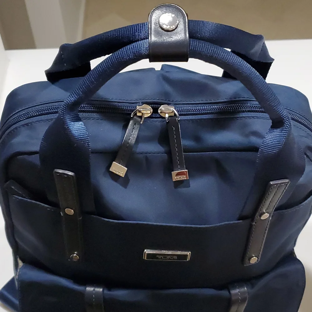 Tumi Epsom Convertible Backpack in Blue & Silver Hardware
